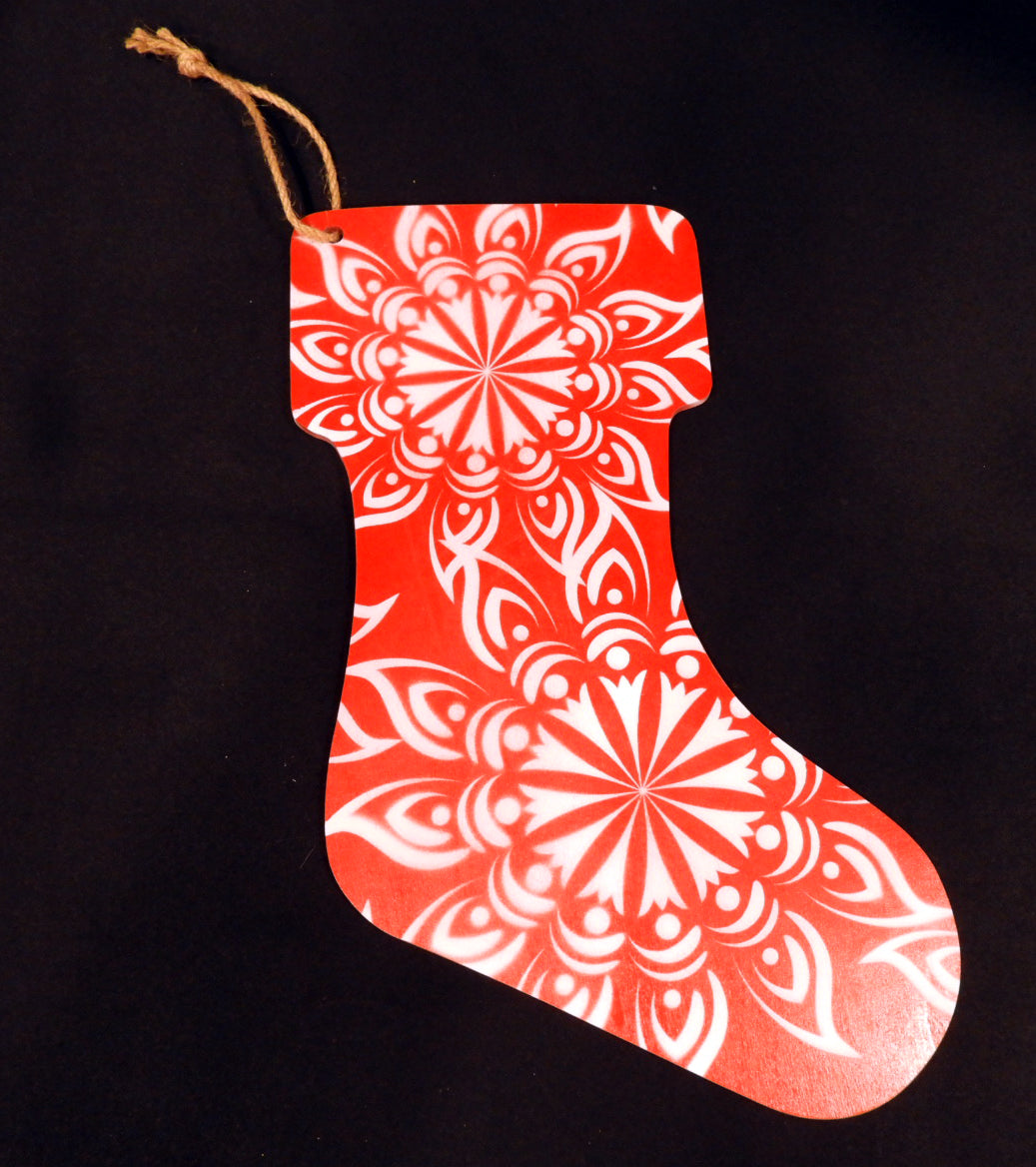 Wood Christmas Stocking Mandala