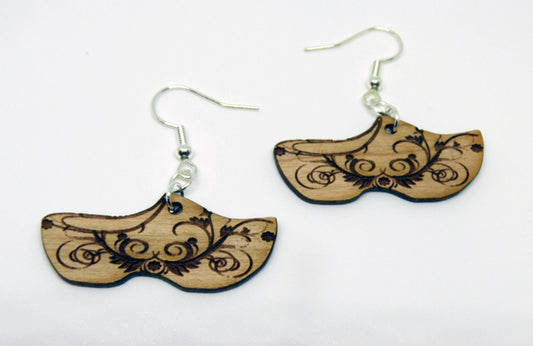 Swirls Wooden Shoe Earrings