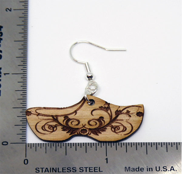 Swirls Wooden Shoe Earrings