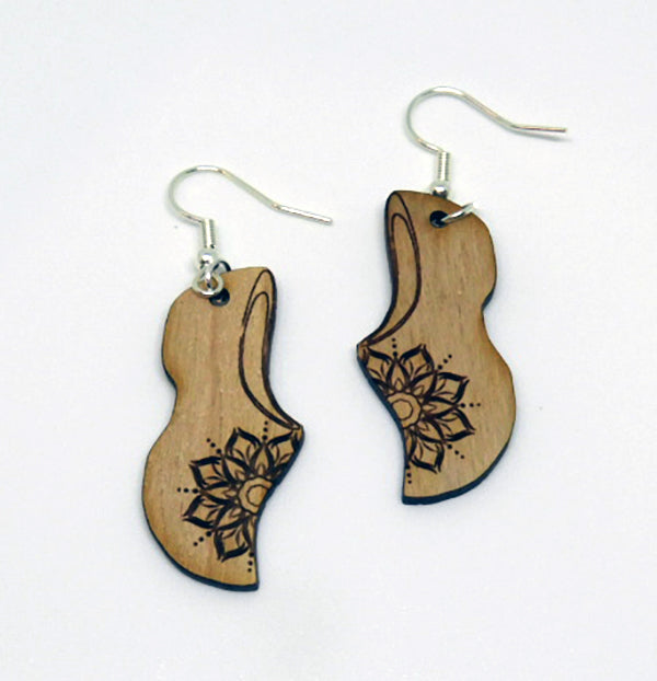 Mandala Wooden Shoe Earrings