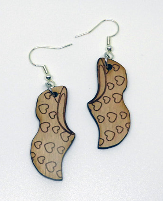 Open Heart Wooden Shoe Earrings