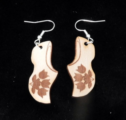 3 Tier Tulips Wooden Shoe Earrings