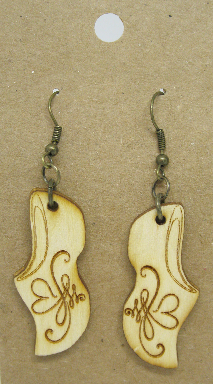 Heart-Design Wooden Shoe Earrings